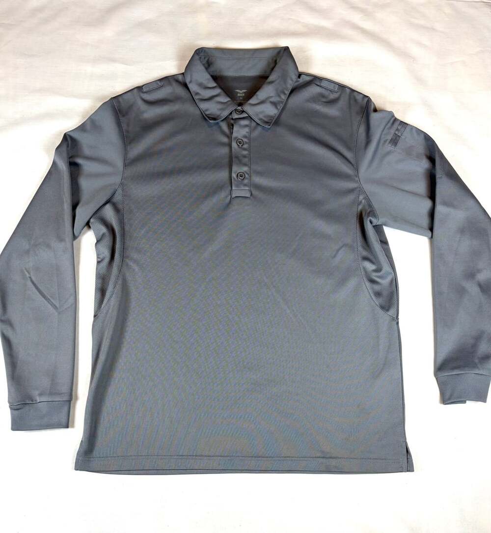 MIER Long Sleeve Polo Shirt Size M Gray Tactical Athletic Golf